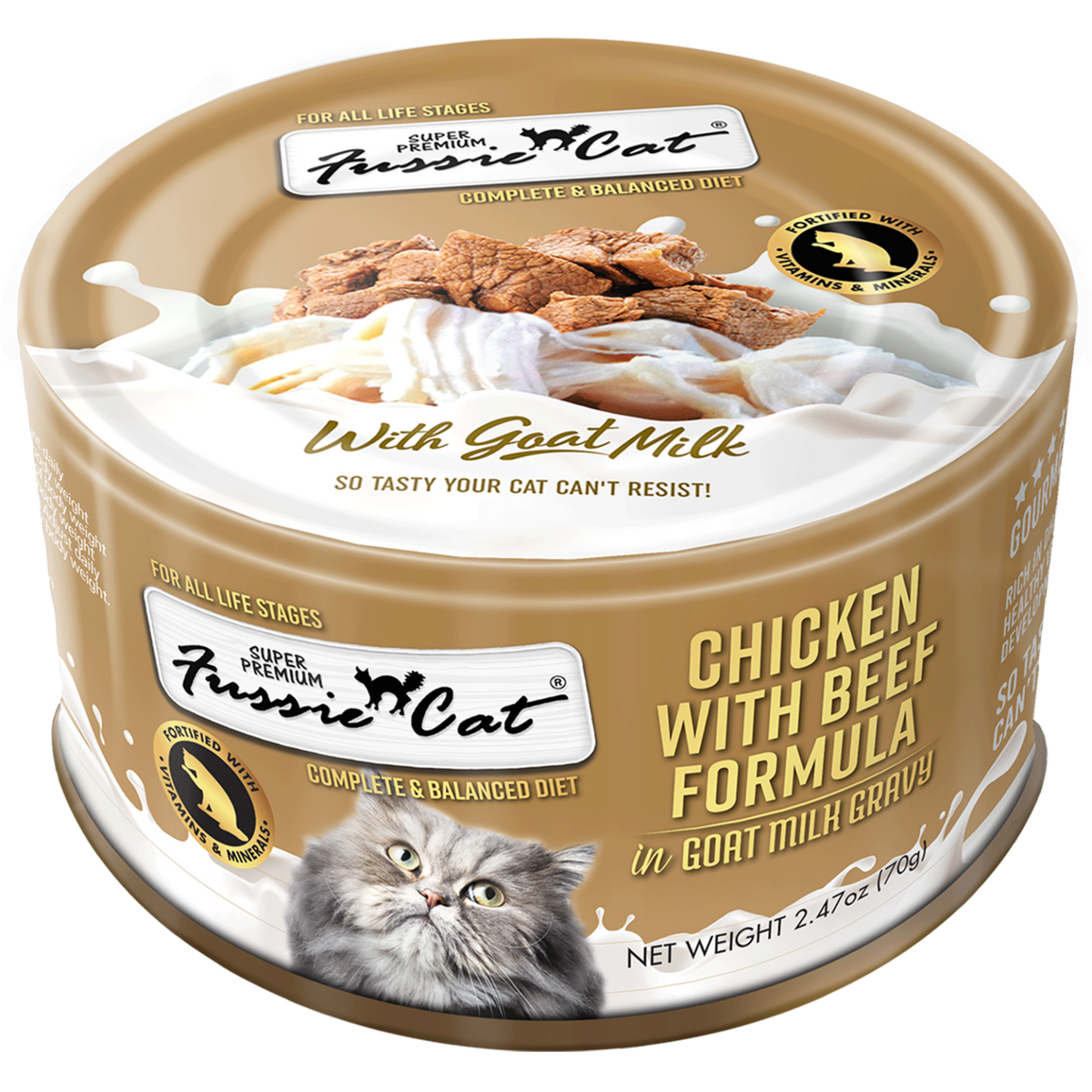 Fussie Cat Chicken & Beef In Goat Milk Cat Can (2.47oz)