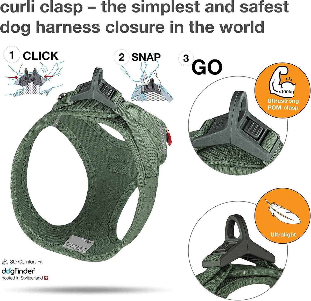 Curli Air Mesh Clasp Moss Vest Harness