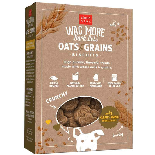 Wagmore Oats & Grains Peanut Butter Crunchy Biscuits Dog Treats (16oz)