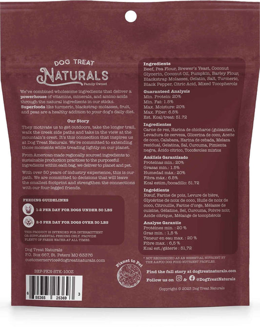 Dog Treat Naturals Superfood Sticks, Beef & Pumpkin Dog Treats (10oz)