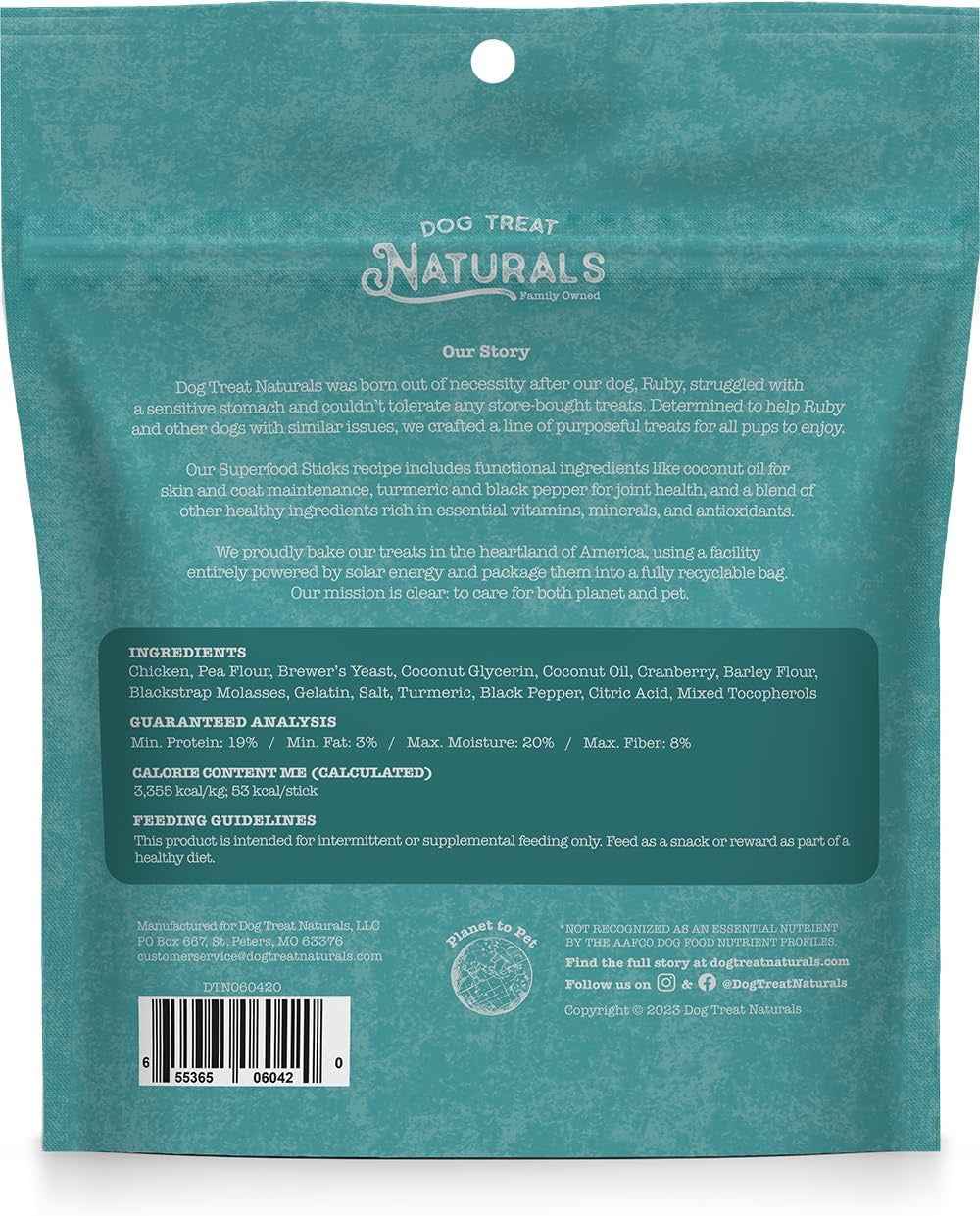 Dog Treat Naturals Superfood Sticks, Chicken & Cranberry Dog Treats (10oz)