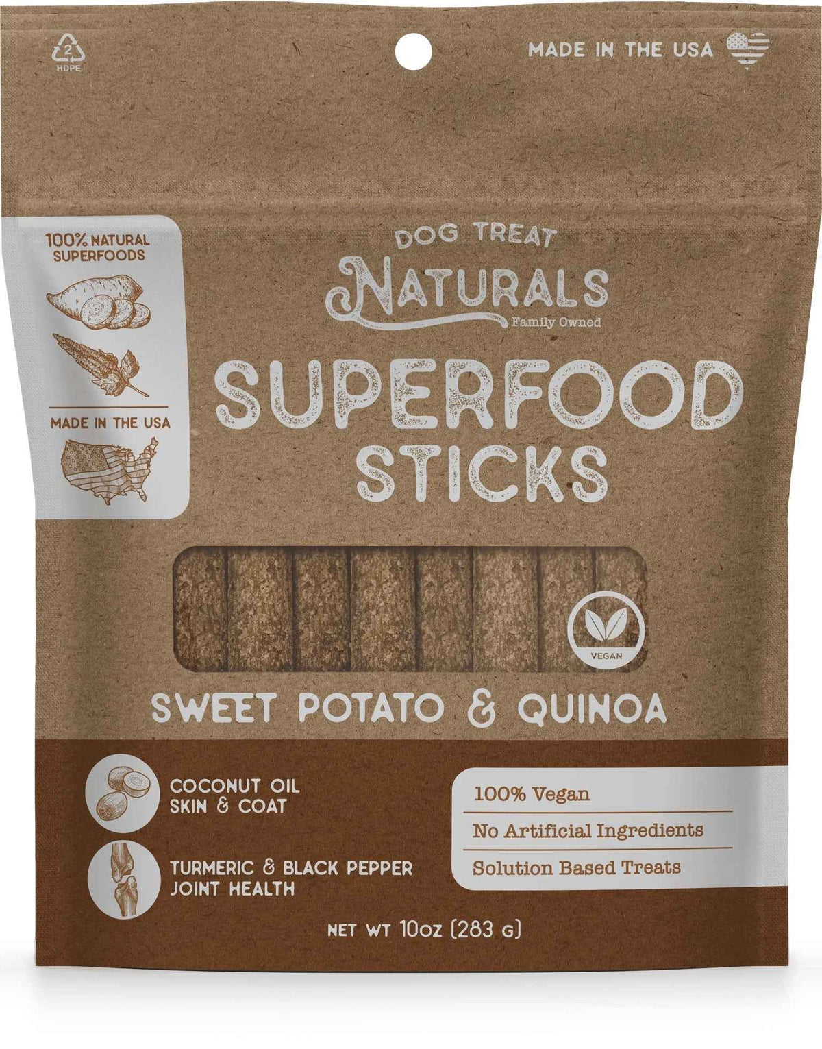 Dental Treat Naturals Superfood Sticks, Sweet Potato & Quinoa Dog Treats (10oz)
