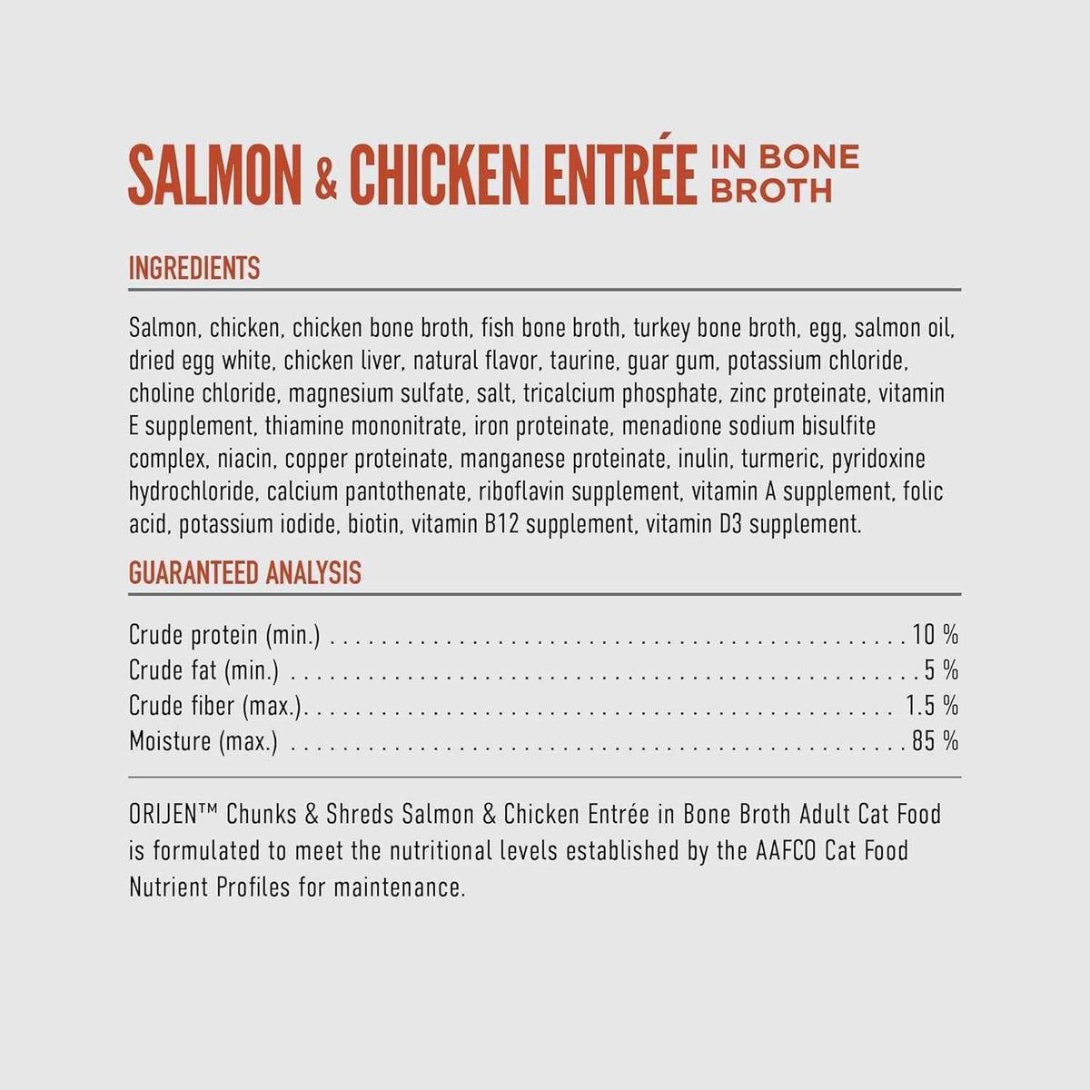 Orijen Grain Free Chunks & Shreds, Salmon & Chicken Wet Cat Food (3oz)