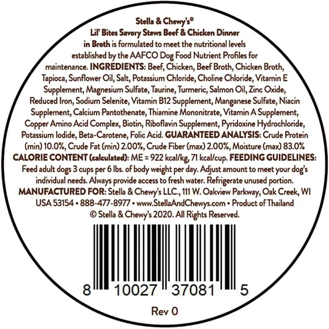 Stella & Chewy’s Lil Bites Stew Beef & Chicken Dog Food (2.7oz)