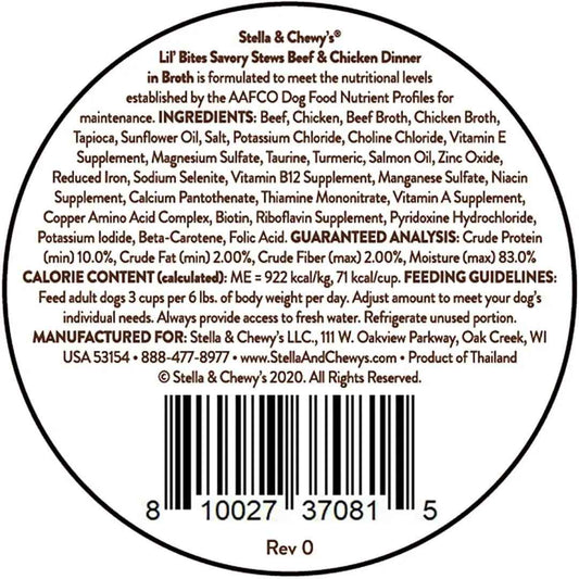 Stella & Chewy’s Lil Bites Stew Beef & Chicken Dog Food (2.7oz)