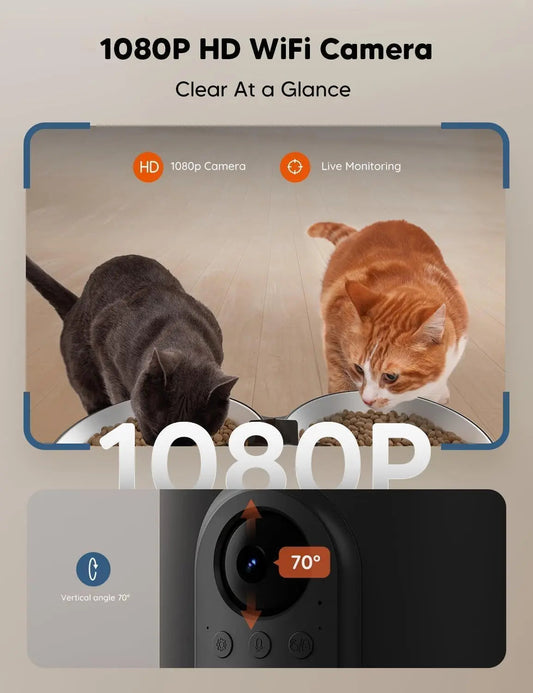 Smart Automatic Pet Feeder with Camera, WiFi 6L Dual Feeding & Two-Way Audio
