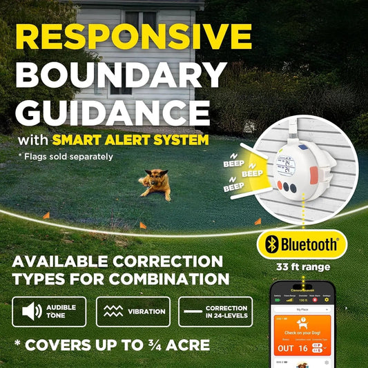Wireless Dog Fence System No Dig Waterproof Rechargeable 3/4 Acre App