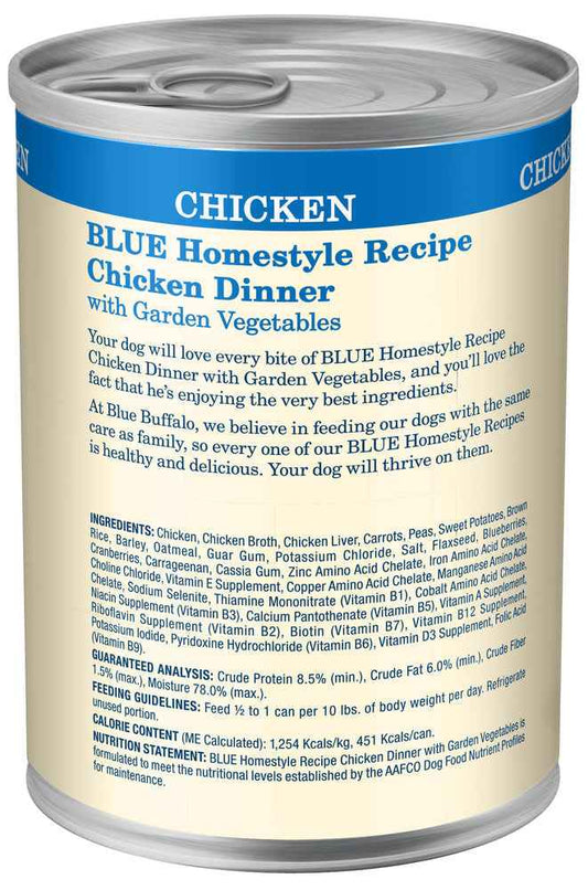 Blue Buffalo Adult Homestyle Chicken, Brown Rice & Garden Vegetables Wet Dog Cans (12.5oz)