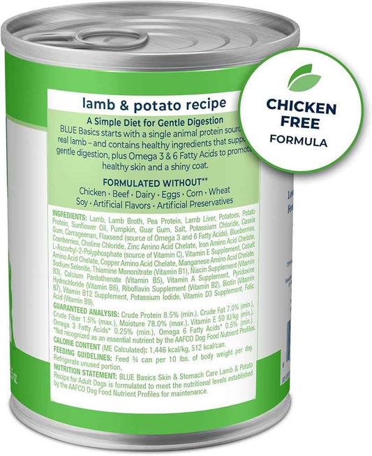 Blue Buffalo Basics Adult Grain-Free Lamb & Potato, Limited Ingredient Diet Wet Dog Food (12.5oz)