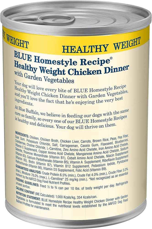 Blue Buffalo Adult Homestyle Healthy Weight Chicken with Garden Vegetables Wet Dog Cans (12.5oz)