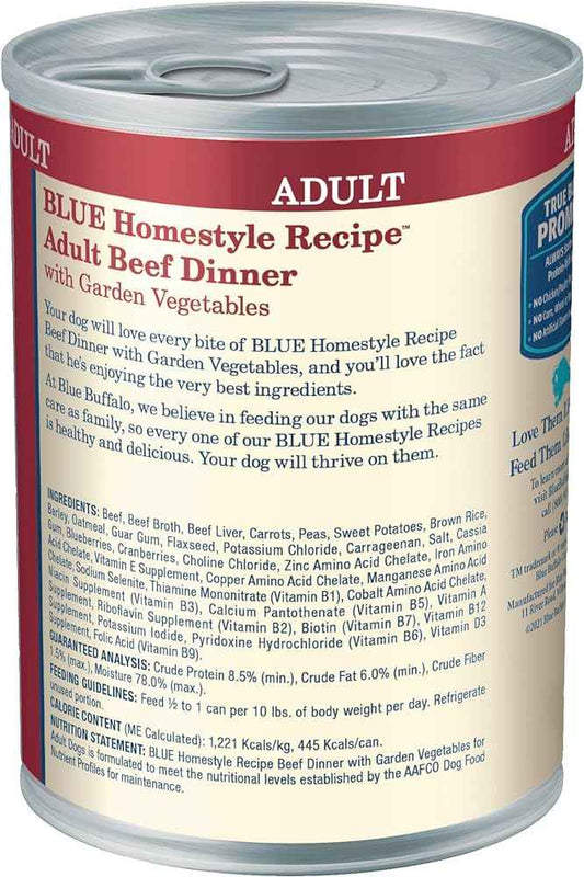 Blue Buffalo Adult Homestyle Beef with Garden Vegetables Wet Dog Cans (12.5oz)