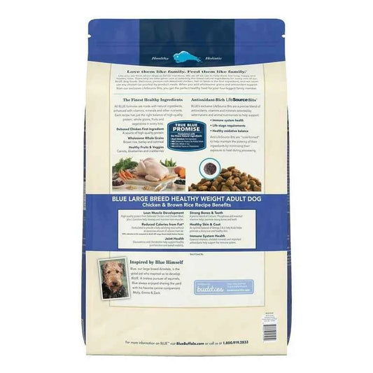 Blue Buffalo Adult Large Breed, Healthy Weight Chicken & Brown Rice Dry Dog Food (30lb)