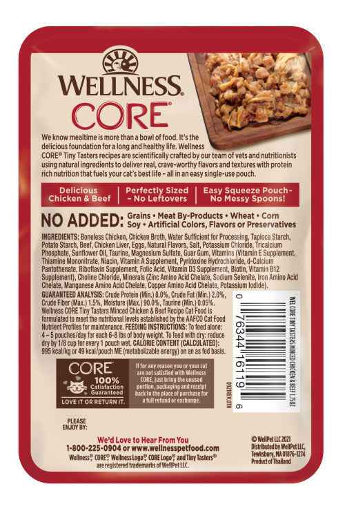 Wellness Core Adult Tiny Taster Minced Chicken and Beef Wet Cat Food (1.75oz)