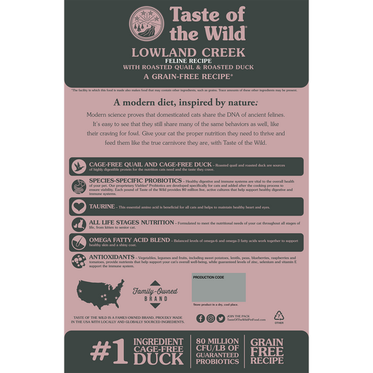 Taste of the Wild Adult Lowland Creek Quail and Duck Feline Food (5lb)