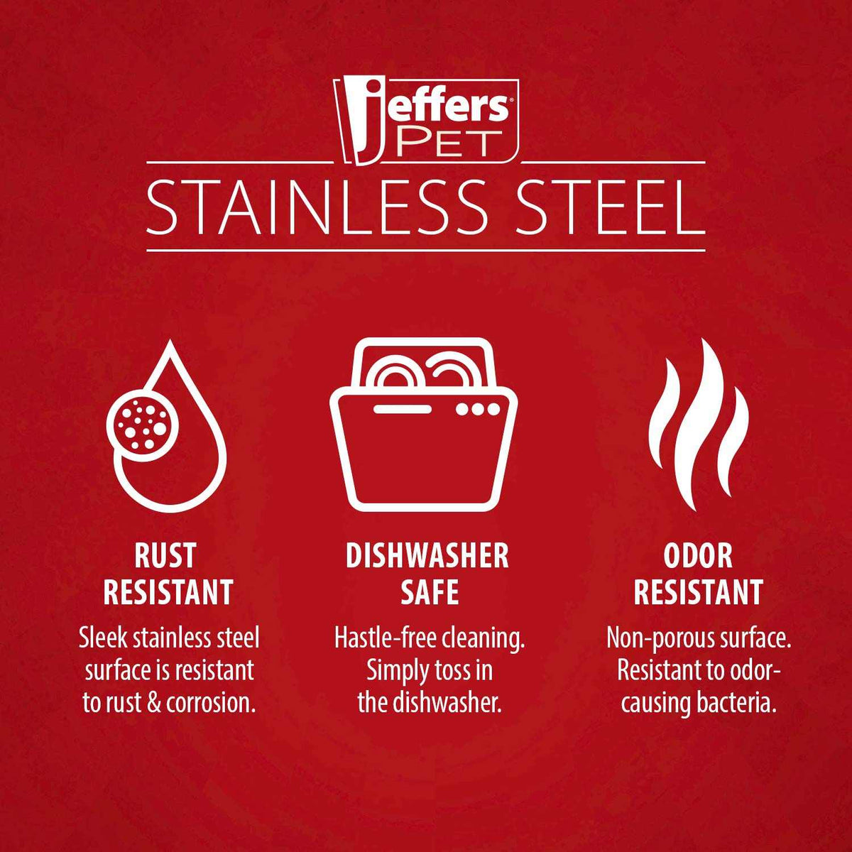 Jeffers standard stainless steel pet food and water bowls