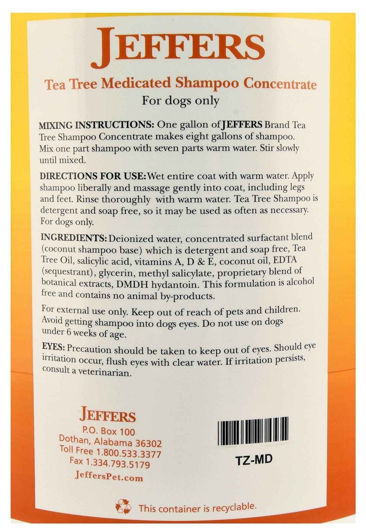 Jeffers Medicated Dog Shampoo for Dry Skin | Tea Tree Formula for Healthy Coats - Creature Comforts