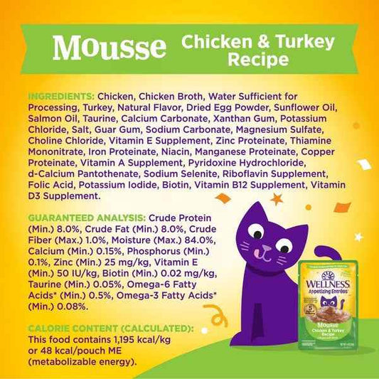 Wellness Appetizing Entrees Chicken & Turkey Mousse Cat (1.4oz)