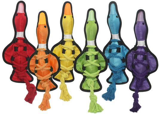 Multipet Cross-Ropes Duck - Assorted Colors 19"