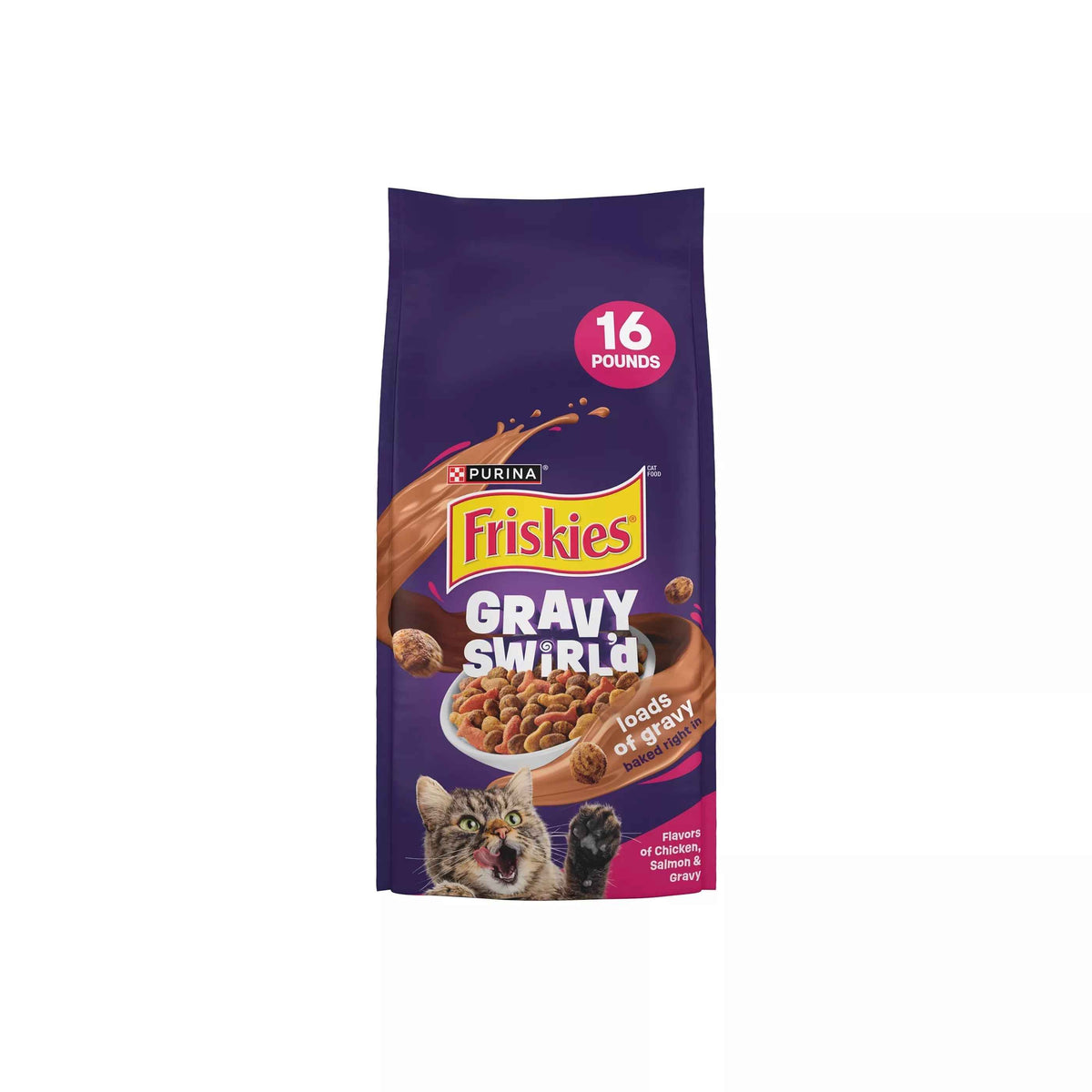 Friskies Gravy Swirlers With Flavors of Chicken, Salmon & Gravy Dry Cat Food
