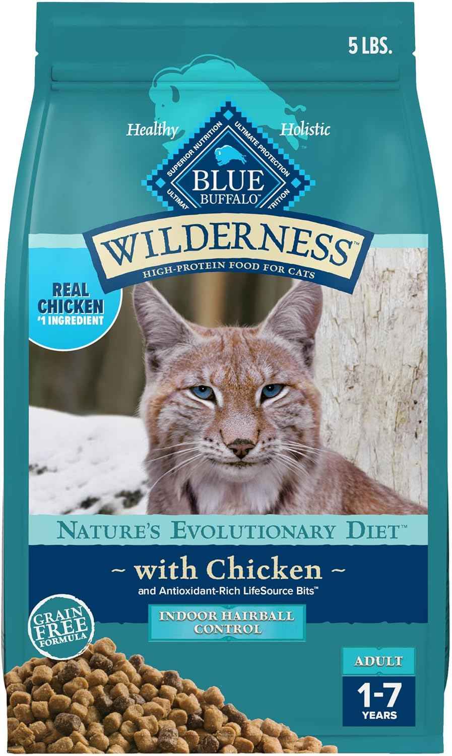 Blue Buffalo Wilderness Adult Indoor Hairball Control Dry Cat Food (5lb)
