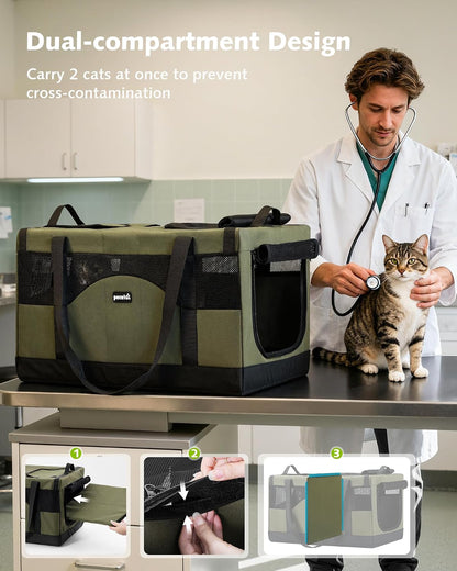 Large Double Cat Carrier with Removable Divider