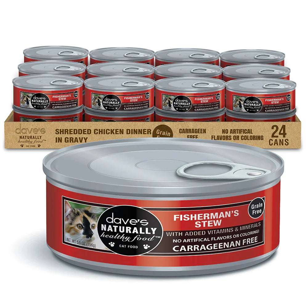 Dave's Naturally Healthy Grain Free Shredded Fisherman's Stew Wet Cat Food (5.5oz)