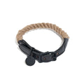 Found My Animal Matte Black/Natural Rope & Leather Collar Large