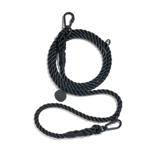Found My Animal Matte Black Rope Adjustable Dog Leash Large