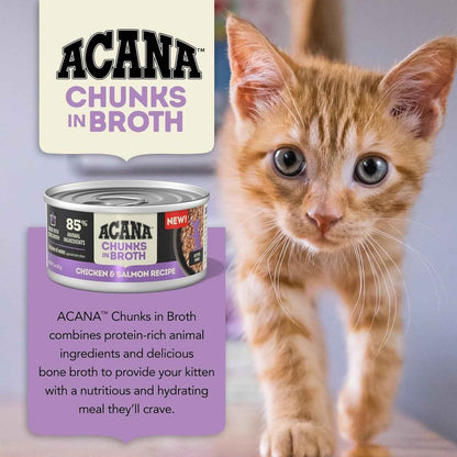 Acana Grain Free Chunks in Broth Kitten Chicken & Salmon Wet Cat Food (3oz)