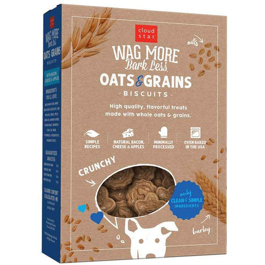 Wagmore Oats & Grains Bacon, Cheese & Apple Crunchy Biscuits Dog Treats (16oz)