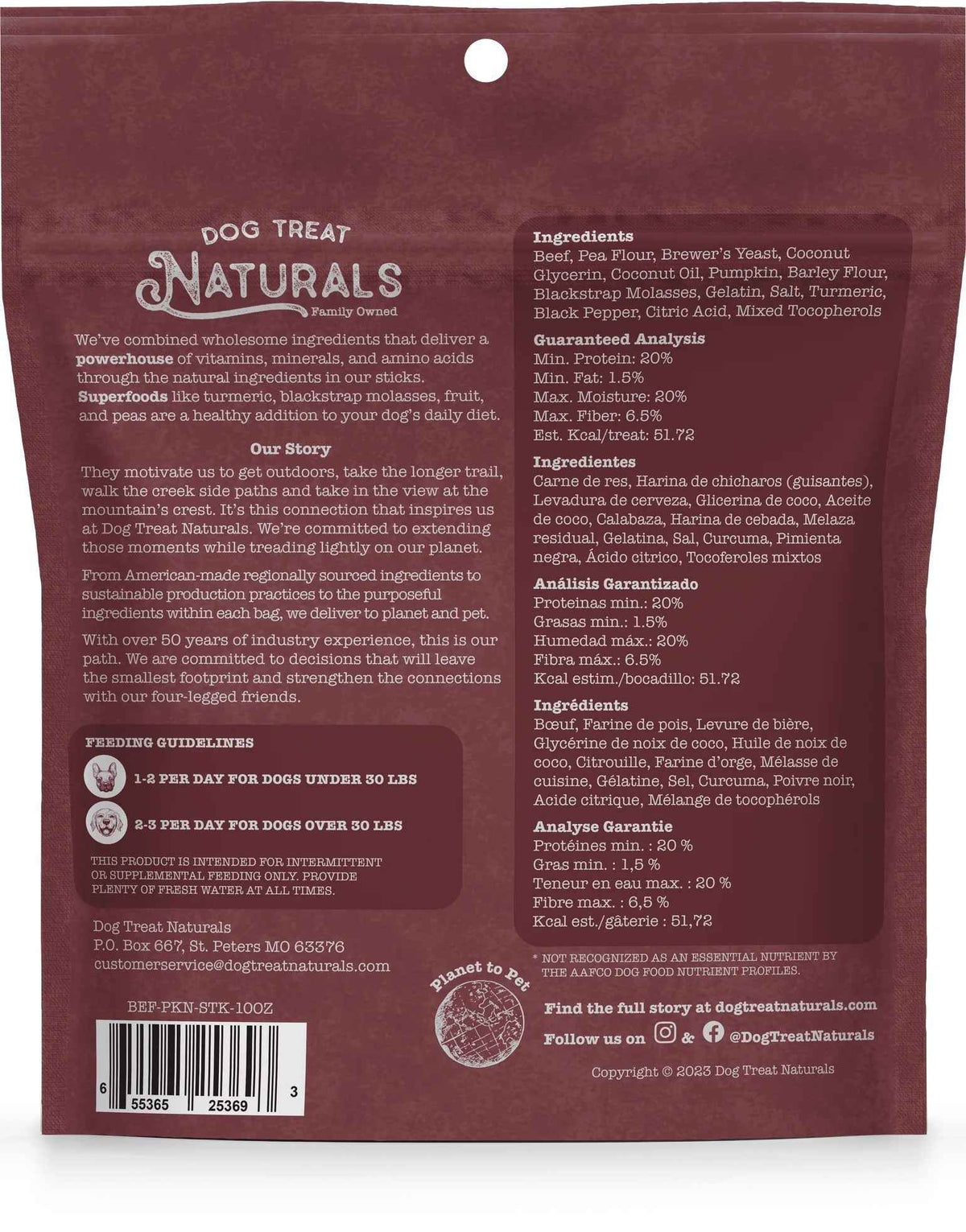 Dog Treat Naturals Superfood Sticks, Beef & Pumpkin Dog Treats (10oz)