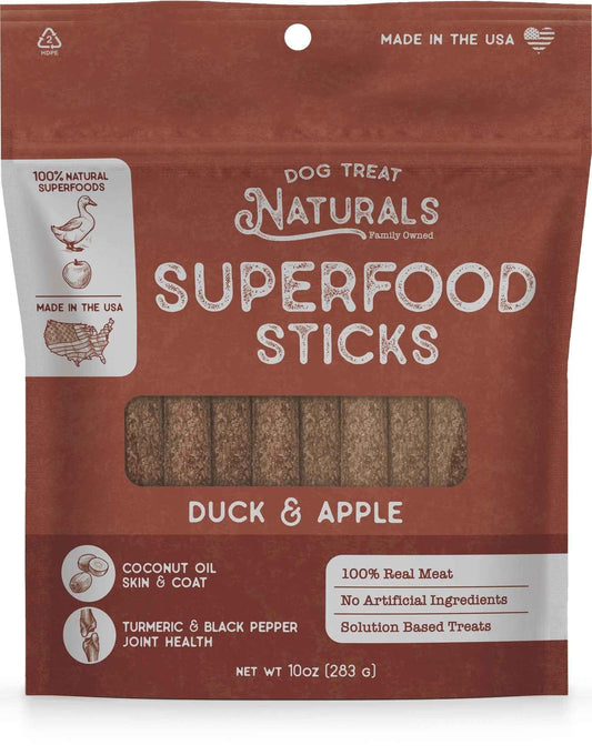 Dog Treat Naturals Superfood Sticks, Duck & Apple Dog Treats (10oz)