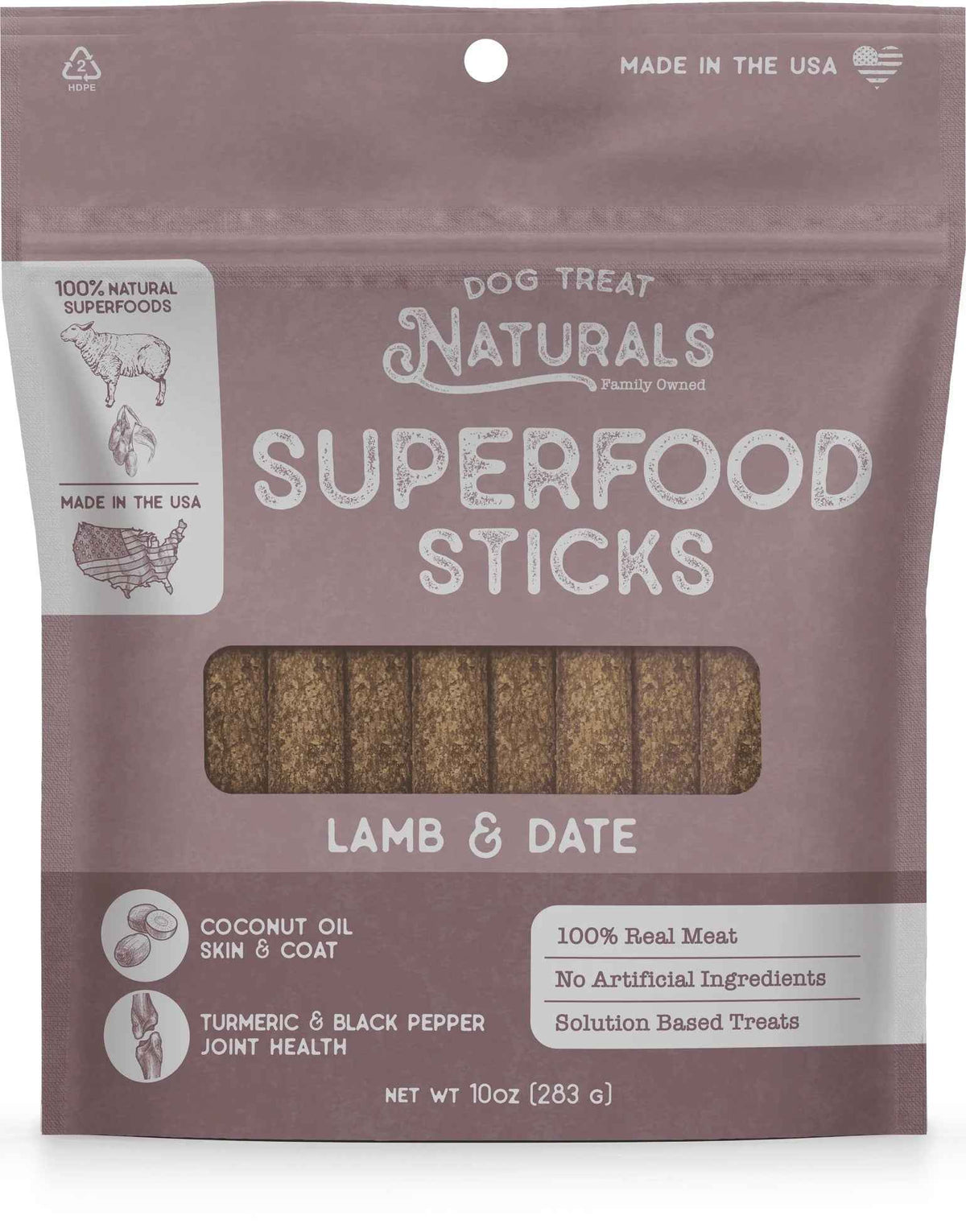 Dog Treat Naturals Superfood Sticks, Lamb & Date Dog Treats (10oz)
