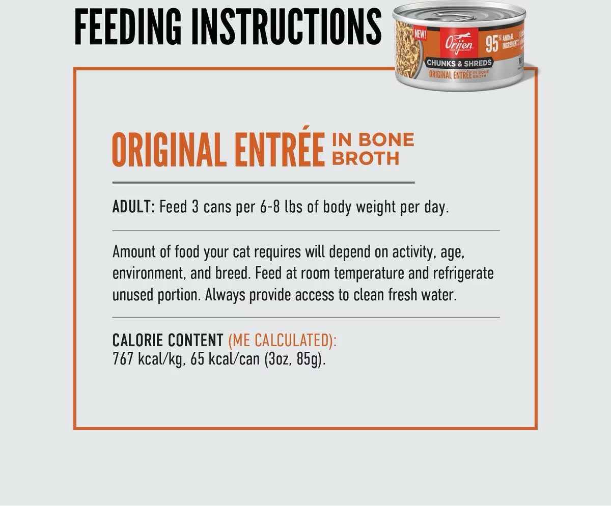 Orijen Grain Free Chunks & Shreds, Original Wet Cat Food (3oz)