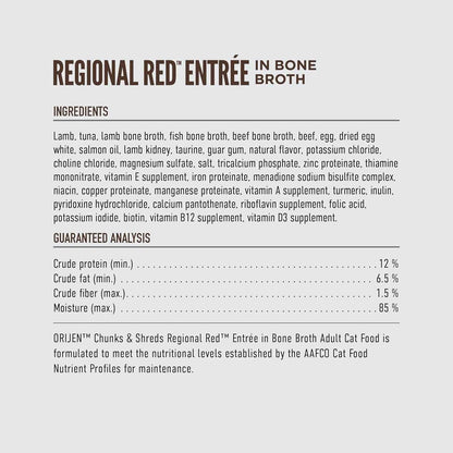 Orijen Grain Free Chunks & Shreds, Regional Red Wet Cat Food (3oz)