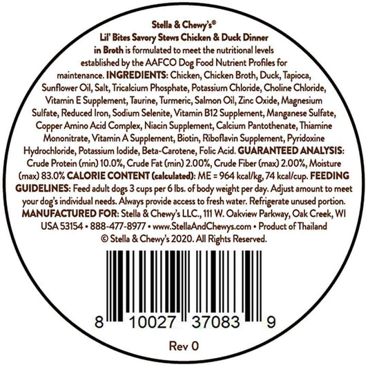 Stella & Chewy’s Lil Bites Stew Chicken & Duck Dog Food (2.7oz)