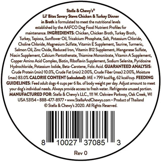 Stella & Chewy’s Lil Bites Stew Chicken & Turkey Dog Food (2.7oz)