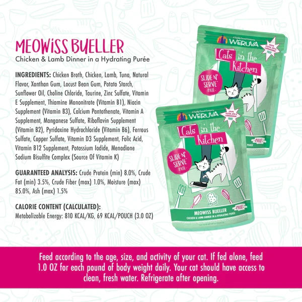 Cats in the Kitchen Paté Slide N' Serve Meowiss Bueller Chicken & Lamb Dinner in a Hydrating Purée (3oz)