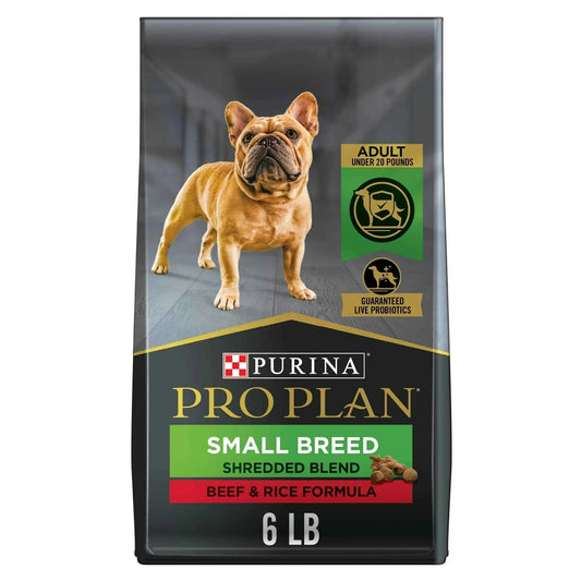 Pro Plan Small Breed Shredded Blend Beef & Rice Dog Food Dry Dog Food (6lb)