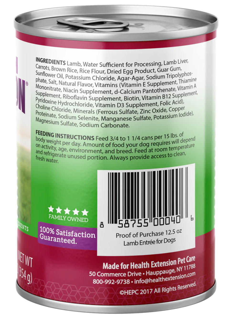 Health Extension All Life Stages Grain Free Lamb Entree Wet Dog Food (12.5oz)
