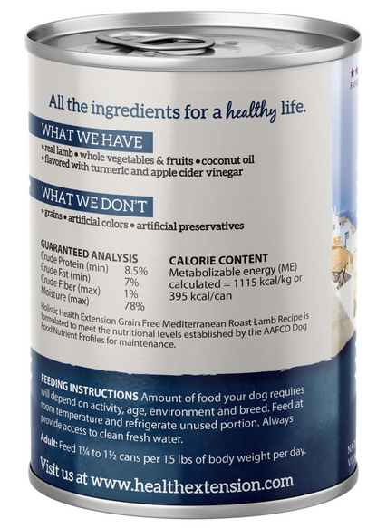 Health Extension All Life Stages Grain Free Mediterranean Wet Dog Food (12.5oz)
