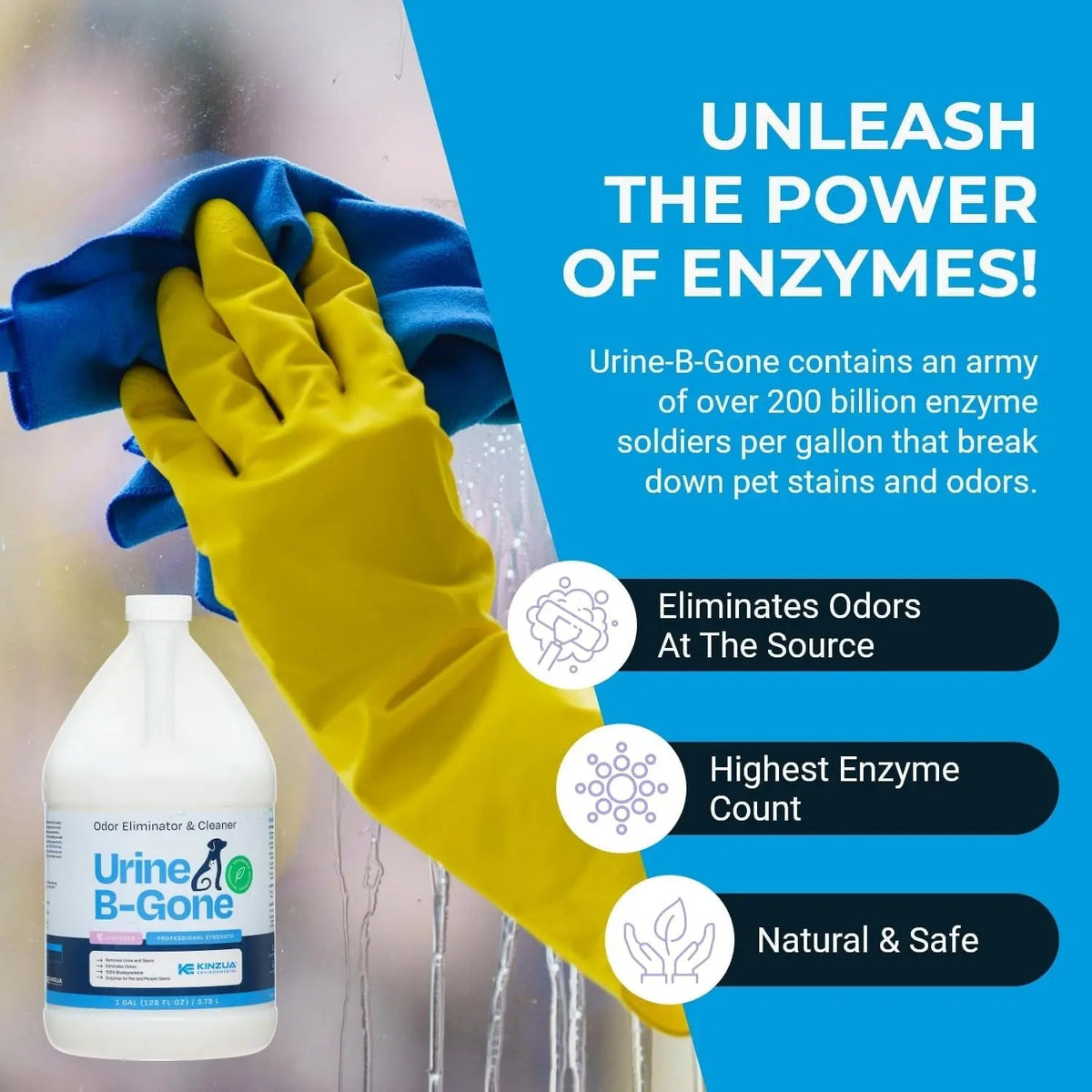 Urine B-Gone Enzyme Pet Odor Eliminator & Stain Remover – Lavender/Citrus Scent