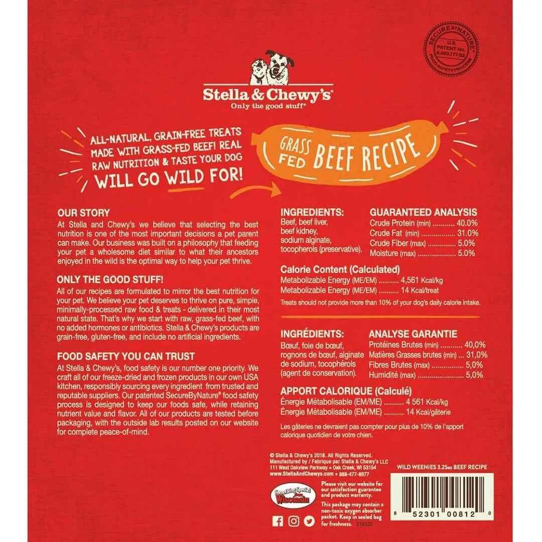 Stella & Chewy’s Freeze Dried Wild Weenies Beef Dog Treats (11.5oz)