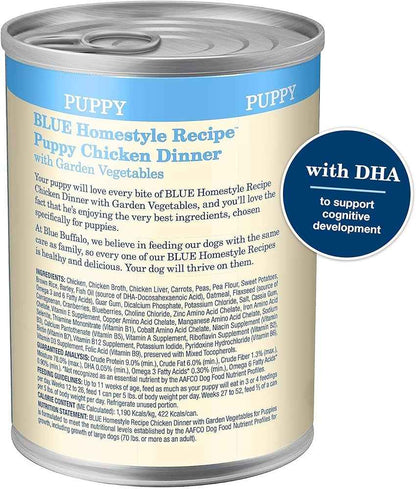 Blue Buffalo Puppy Homestyle Chicken with Garden Vegetables Wet Dog Cans (12.5oz)