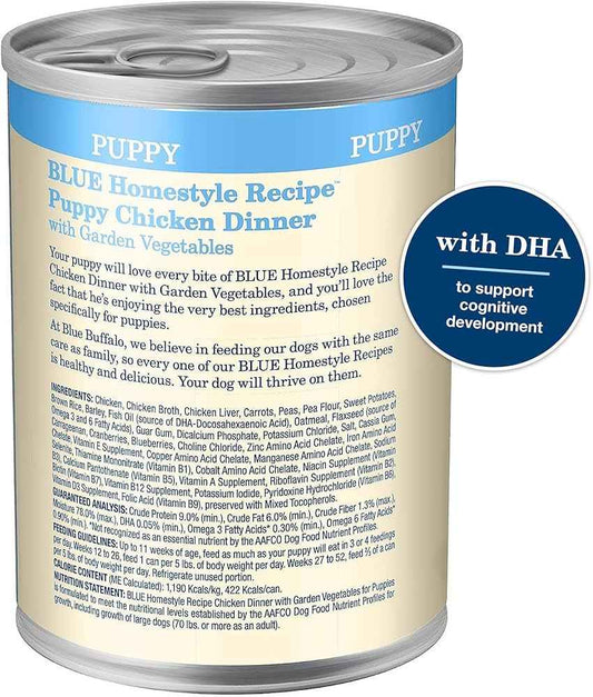 Blue Buffalo Puppy Homestyle Chicken with Garden Vegetables Wet Dog Cans (12.5oz)