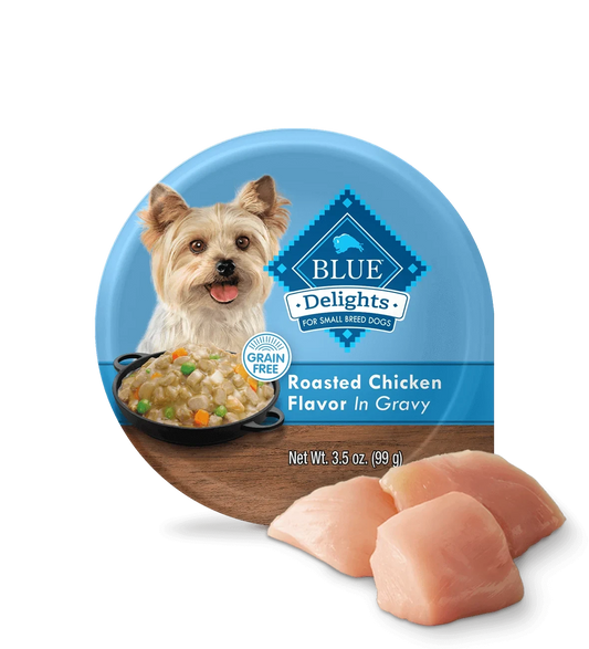 Blue Buffalo Blue Delights Small Breed Adult dog Rotisserie Chicken Flavor in Hearty Gravy Wet Dog Food (3.5oz)