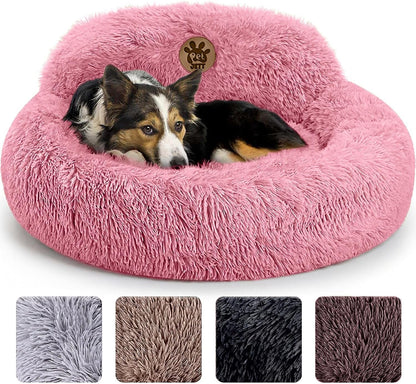Medium Calming Dog Bed 30in Donut Plush Washable Bed Up to 45lbs