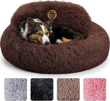 Medium Calming Dog Bed 30in Donut Plush Washable Bed Up to 45lbs