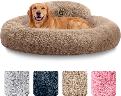 Medium Calming Dog Bed 30in Donut Plush Washable Bed Up to 45lbs