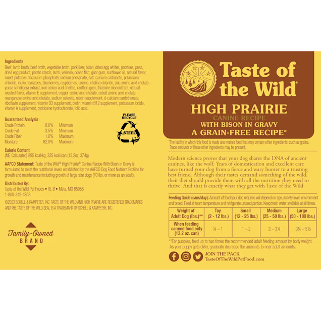 Taste of the Wild Adult High Prairie Bison and Venison Wet Canine Food (13.2oz)